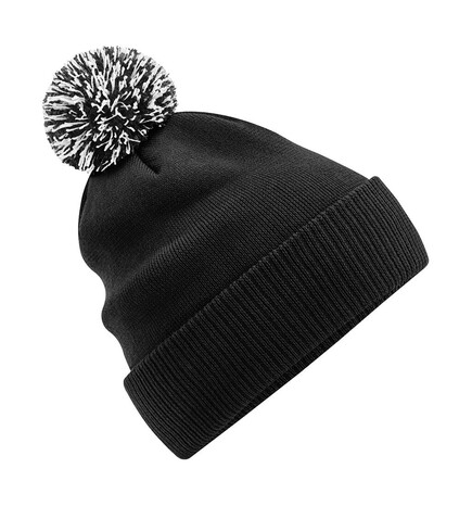 Beechfield Recycled Snowstar® Beanie, Black/White, One Size bedrucken, Art.-Nr. 968691500