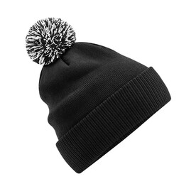 Beechfield Recycled Snowstar® Beanie, Black/White, One Size bedrucken, Art.-Nr. 968691500