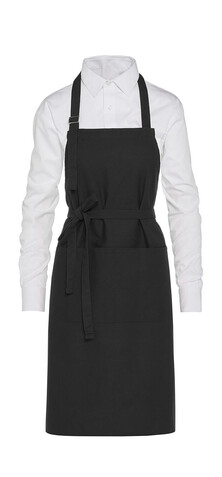 SG ACCESSORIES - BISTRO LISBON - Cotton Heavyweight Bib Apron with Pocket, Black, One Size bedrucken, Art.-Nr. 969591010
