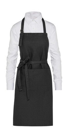 SG ACCESSORIES - BISTRO LISBON - Organic Heavyweight Bib Apron with Pocket, Black, One Size bedrucken, Art.-Nr. 970591010