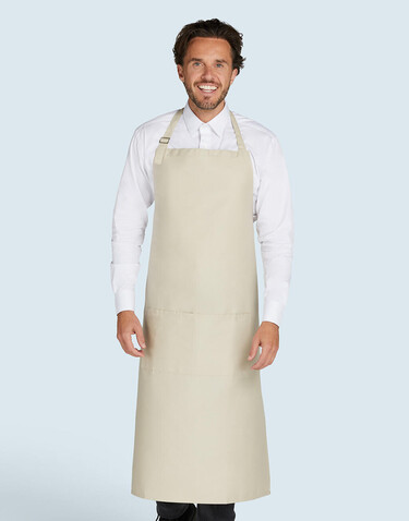 SG ACCESSORIES - BISTRO AMSTERDAM - Recycled Bib Apron with Pocket, White, One Size bedrucken, Art.-Nr. 972590000
