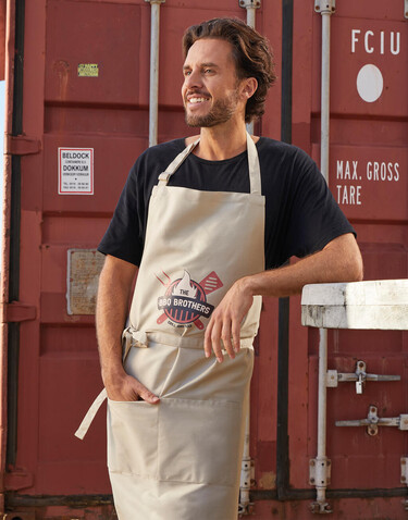 SG ACCESSORIES - BISTRO AMSTERDAM - Recycled Bib Apron with Pocket, White, One Size bedrucken, Art.-Nr. 972590000