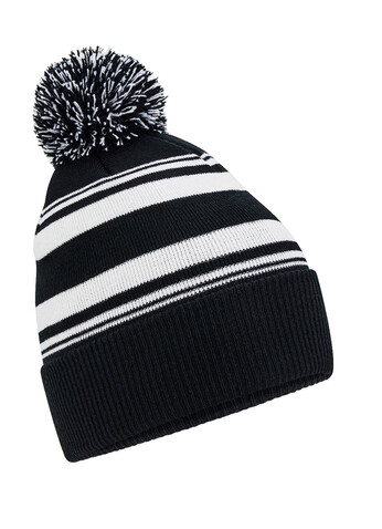 Beechfield Striped Fan Beanie, Black/White, One Size bedrucken, Art.-Nr. 984691500