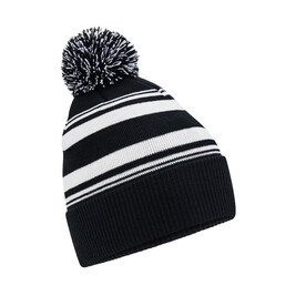 Beechfield Striped Fan Beanie, Black/White, One Size bedrucken, Art.-Nr. 984691500