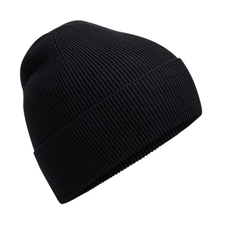 Beechfield Organic Cotton Fine Knit Beanie, Black, One Size bedrucken, Art.-Nr. 993691010