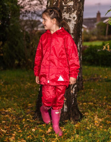 Result Junior Waterproof Jacket/Trouser Set, Red, XS (3-4/104) bedrucken, Art.-Nr. 998334003