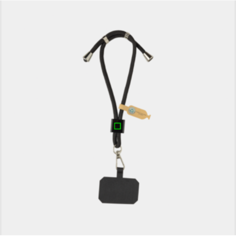 CarryLoop verstellbares Handy-Handgelenksband aus RCS rPET schwarz bedrucken, Art.-Nr. P302.8401