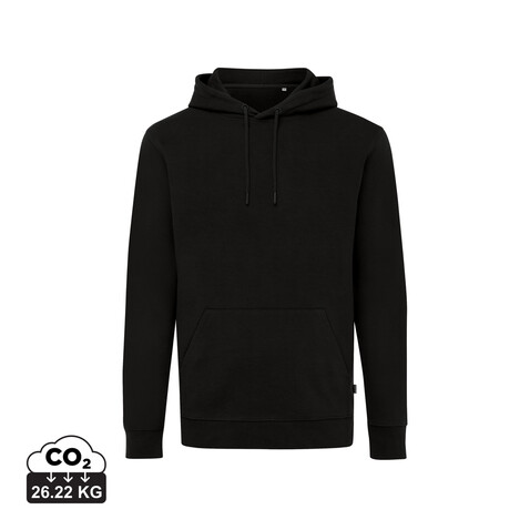 IQONIQ Jasper Hoodie aus recycelter Baumwolle schwarz bedrucken, Art.-Nr. T9400.001.XXS