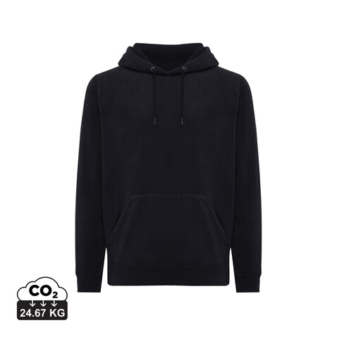 IQONIQ Trivor Mikrofleece-Kapuzen-Pulli aus recyc. Polyester schwarz bedrucken, Art.-Nr. T9403.001.5XL