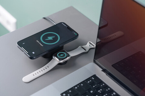 Urban Vitamin Goleta 2-in-1 15W Magnetic Wireless Charger schwarz bedrucken, Art.-Nr. P309.5301