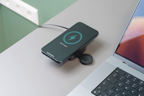 Urban Vitamin Goleta 2-in-1 15W Magnetic Wireless Charger schwarz bedrucken, Art.-Nr. P309.5301