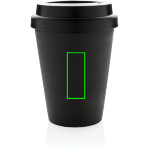 Wiederverwendbarer doppelwandiger Kaffeebecher 300ml schwarz bedrucken, Art.-Nr. P432.691 Wiederverwendbarer doppelwandiger Kaffeebecher 300ml schwarz bedrucken, Art.-Nr. P432.691