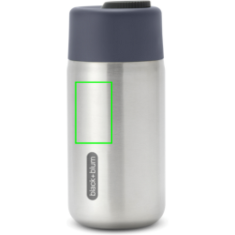 Black+Blum isolierter, auslaufsicherer Becher aus Edelstahl grau bedrucken, Art.-Nr. P439.1502
