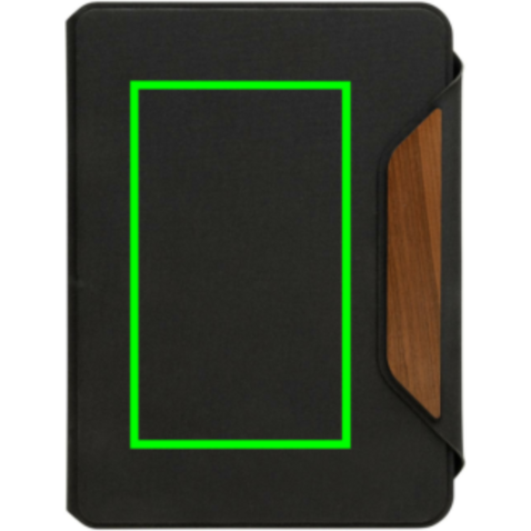 Teri AWARE™ A5 Portfolio aus RPET und Walnuss schwarz bedrucken, Art.-Nr. P774.6401 Teri AWARE™ A5 Portfolio aus RPET und Walnuss schwarz bedrucken, Art.-Nr. P774.6401