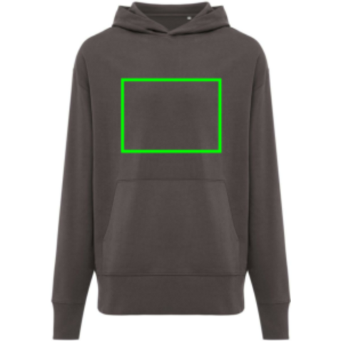 IQONIQ Yoho Relax-Hoodie aus recycelter Baumwolle anthrazit bedrucken, Art.-Nr. T9402.019.S