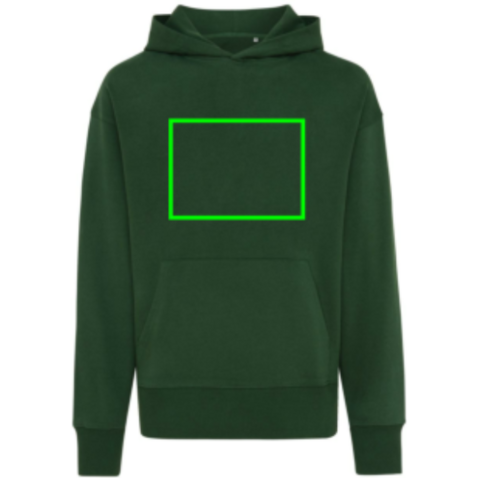 IQONIQ Yoho Relax-Hoodie aus recycelter Baumwolle forest green bedrucken, Art.-Nr. T9402.005.XS