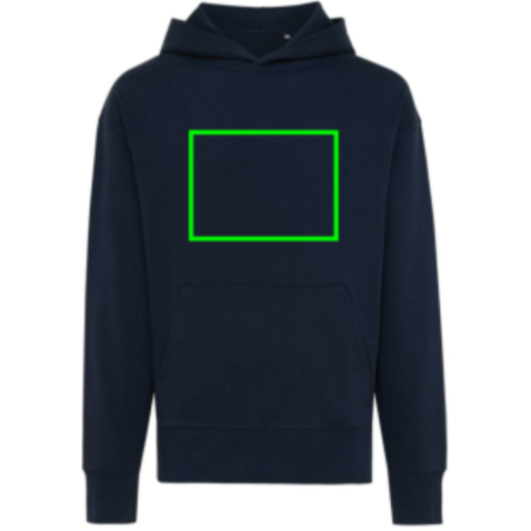 IQONIQ Yoho Relax-Hoodie aus recycelter Baumwolle navy blau bedrucken, Art.-Nr. T9402.002.XXL