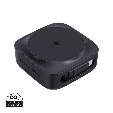 Urban Vitamin Goleta 2-in-1 15W Magnetic Wireless Charger schwarz bedrucken, Art.-Nr. P309.5301
