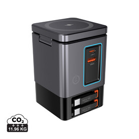 Urban Vitamin Sacramento 105W GaN Charger mit einz. Kabeln grau, schwarz bedrucken, Art.-Nr. P309.5402 Urban Vitamin Sacramento 105W GaN Charger mit einz. Kabeln grau, schwarz bedrucken, Art.-Nr. P309.5402