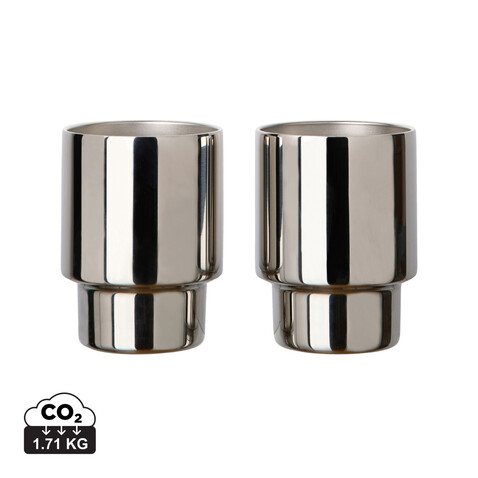 VINGA Nagano RCS recycelte Edelstahlbecher, 2er-Set reflektierend bedrucken, Art.-Nr. V4320502 VINGA Nagano RCS recycelte Edelstahlbecher, 2er-Set reflektierend bedrucken, Art.-Nr. V4320502