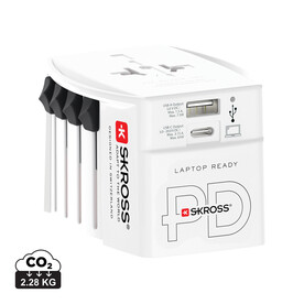 SKROSS World Travel Adapter MUV 65W PD mit USB-C-Kabel weiß bedrucken, Art.-Nr. RB1.302976 SKROSS World Travel Adapter MUV 65W PD mit USB-C-Kabel weiß bedrucken, Art.-Nr. RB1.302976