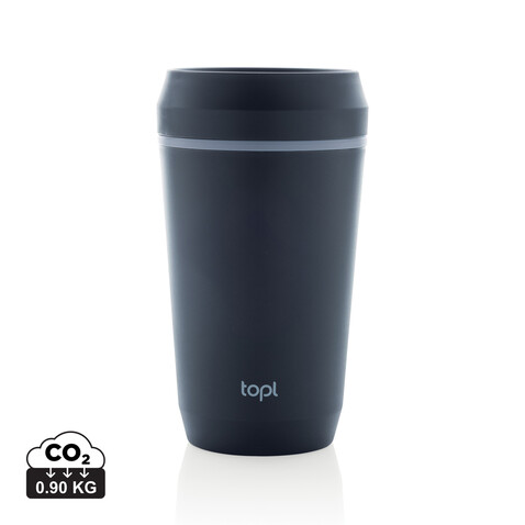Topl-Becher aus rec. Kunststoff mit 360-Grad-Deckel 354ml navy blau bedrucken, Art.-Nr. RBTGP12NA