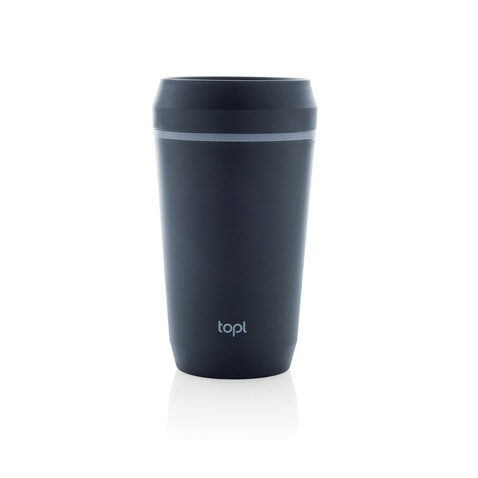 Topl-Becher aus rec. Kunststoff mit 360-Grad-Deckel 354ml navy blau bedrucken, Art.-Nr. RBTGP12NA