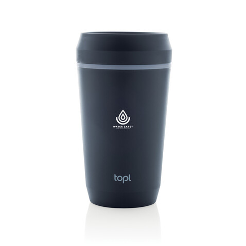 Topl-Becher aus rec. Kunststoff mit 360-Grad-Deckel 354ml navy blau bedrucken, Art.-Nr. RBTGP12NA