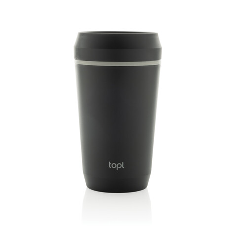 Topl-Becher aus rec. Kunststoff mit 360-Grad-Deckel 354ml grau bedrucken, Art.-Nr. RBTGP12CH