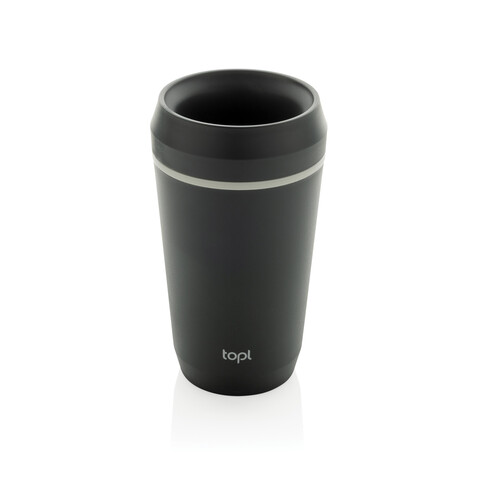 Topl-Becher aus rec. Kunststoff mit 360-Grad-Deckel 354ml grau bedrucken, Art.-Nr. RBTGP12CH
