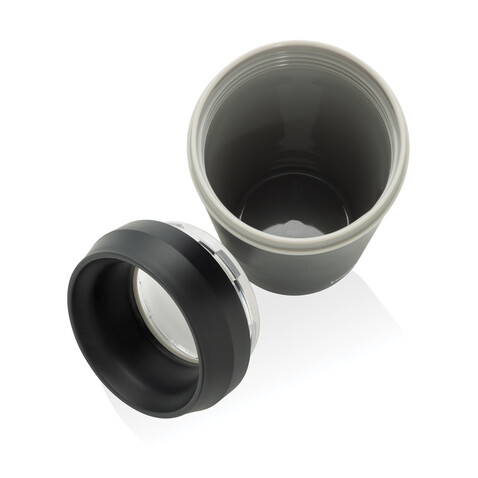 Topl-Becher aus rec. Kunststoff mit 360-Grad-Deckel 354ml grau bedrucken, Art.-Nr. RBTGP12CH