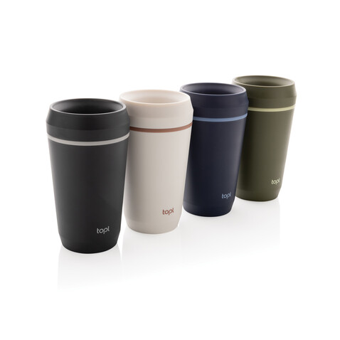 Topl-Becher aus rec. Kunststoff mit 360-Grad-Deckel 354ml grau bedrucken, Art.-Nr. RBTGP12CH
