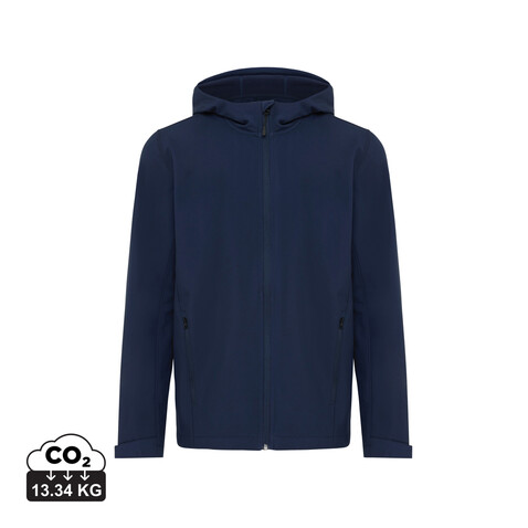 IQONIQ Makalu Herren Softshelljacke aus recyceltem Polyester navy blau bedrucken, Art.-Nr. T1700.002.XXXL