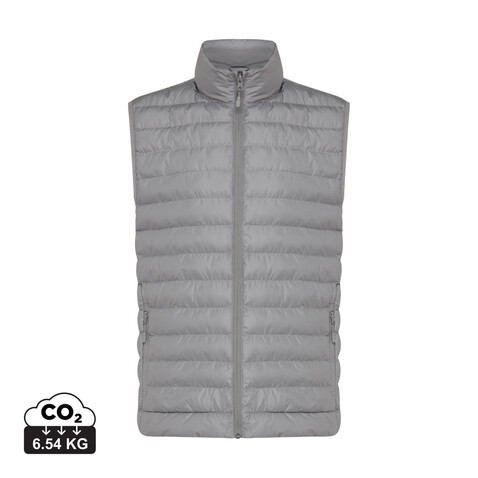 IQONIQ Meru Herren Bodywarmer aus recyceltem Polyester Silbergrau bedrucken, Art.-Nr. T1702.035.XXXL