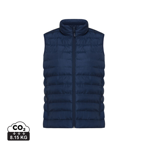 IQONIQ Meru Damen Bodywarmer aus recyceltem Polyester navy blau bedrucken, Art.-Nr. T4702.002.XL