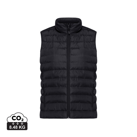 IQONIQ Meru Damen Bodywarmer aus recyceltem Polyester schwarz bedrucken, Art.-Nr. T4702.001.S