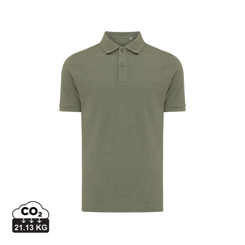 IQONIQ Yosemite Piqué-Poloshirt aus recycelter Baumwolle heather green bedrucken, Art.-Nr. T9200.015.XXXL