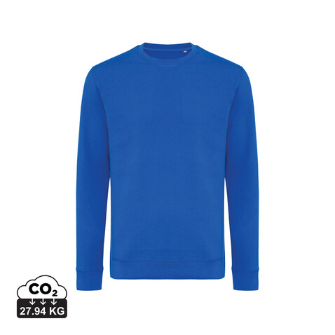 IQONIQ Zion Rundhals-Sweater aus recycelter Baumwolle Königsblau bedrucken, Art.-Nr. T9300.025.XS