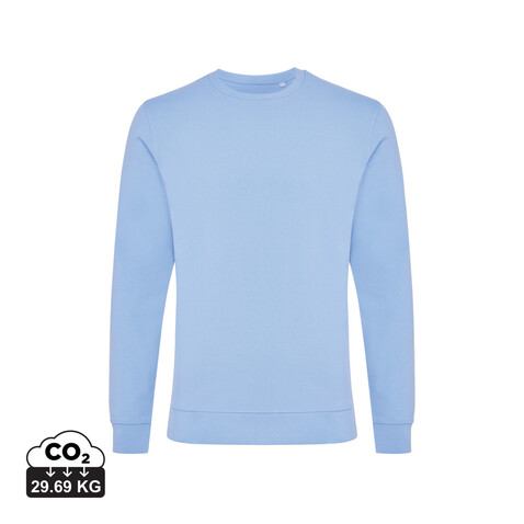 IQONIQ Zion Rundhals-Sweater aus recycelter Baumwolle sky blue bedrucken, Art.-Nr. T9300.022.XS