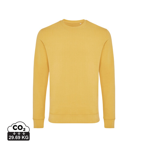 IQONIQ Zion Rundhals-Sweater aus recycelter Baumwolle ochre yellow bedrucken, Art.-Nr. T9300.021.M IQONIQ Zion Rundhals-Sweater aus recycelter Baumwolle ochre yellow bedrucken, Art.-Nr. T9300.021.M
