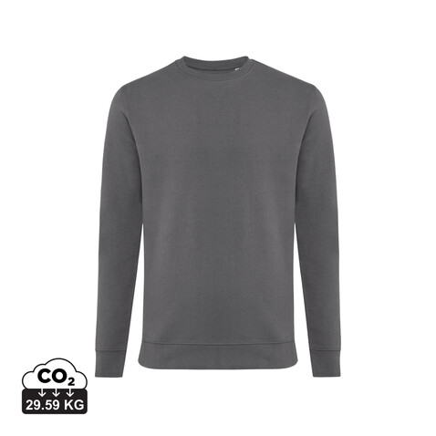 IQONIQ Zion Rundhals-Sweater aus recycelter Baumwolle anthrazit bedrucken, Art.-Nr. T9300.019.L