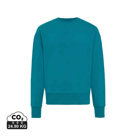 IQONIQ Kruger Relax-Rundhals-Sweater aus recycelt. Baumwolle verdigris bedrucken, Art.-Nr. T9302.009.M