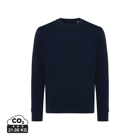 IQONIQ Etosha Lightweight Sweater aus recycelter Baumwolle navy blau bedrucken, Art.-Nr. T9303.002.M