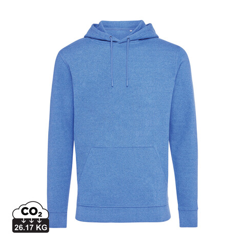 IQONIQ Torres ungefärbter Hoodie aus recycelter Baumwolle heather blue bedrucken, Art.-Nr. T9401.024.S