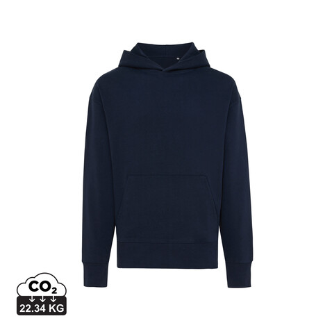 IQONIQ Yoho Relax-Hoodie aus recycelter Baumwolle navy blau bedrucken, Art.-Nr. T9402.002.XXL