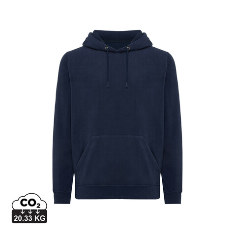 IQONIQ Trivor Mikrofleece-Kapuzen-Pulli aus recyc. Polyester navy blau bedrucken, Art.-Nr. T9403.002.L