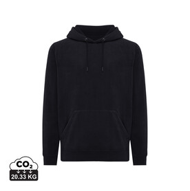 IQONIQ Trivor Mikrofleece-Kapuzen-Pulli aus recyc. Polyester schwarz bedrucken, Art.-Nr. T9403.001.M