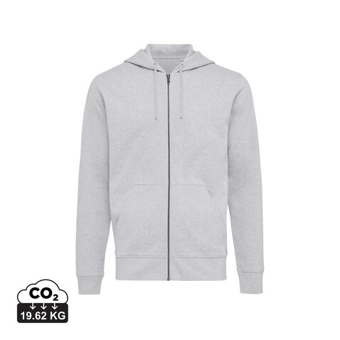 IQONIQ Abisko Zip-Kapuzenpullover aus recycelter Baumwolle heather grey bedrucken, Art.-Nr. T9600.013.M