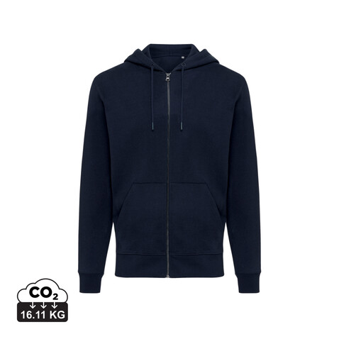 IQONIQ Abisko Zip-Kapuzenpullover aus recycelter Baumwolle navy blau bedrucken, Art.-Nr. T9600.002.L