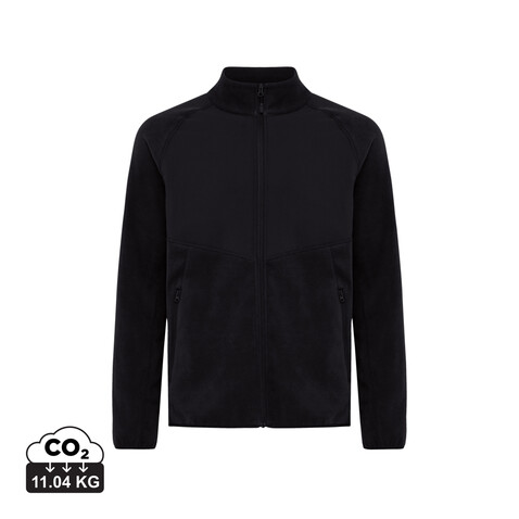 IQONIQ Talung Mikrofleece Jacke aus recyceltem Polyester schwarz bedrucken, Art.-Nr. T9603.001.S
